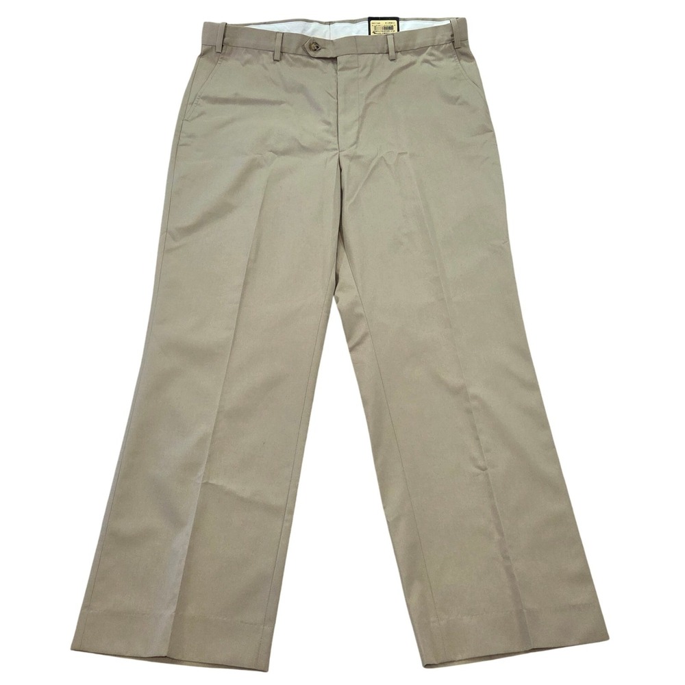 NWT Berle Tan Beige Flat Front Twill Khaki Pants‎ Mens 38x30